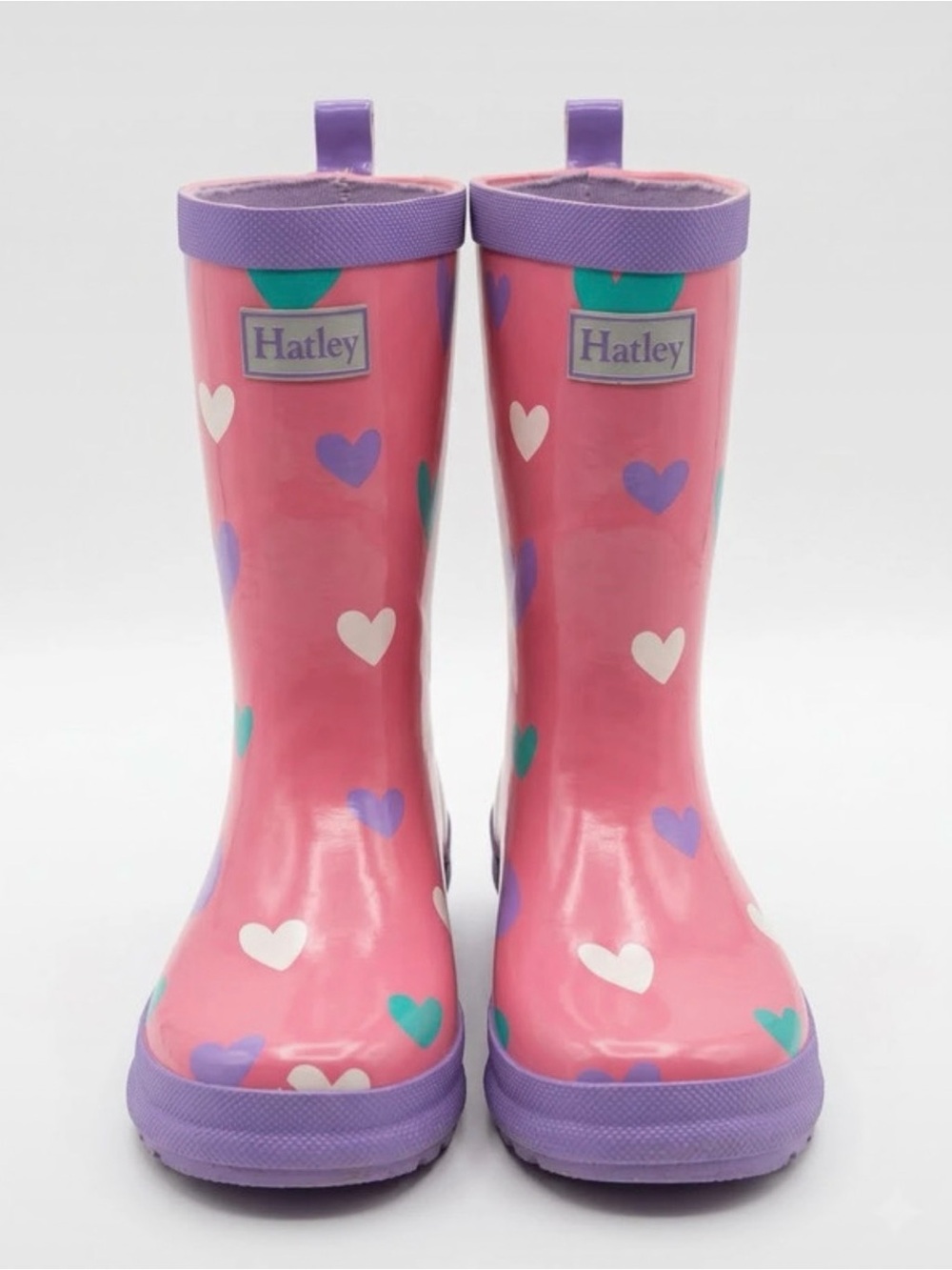 Kids Pink Heart Rain Boots